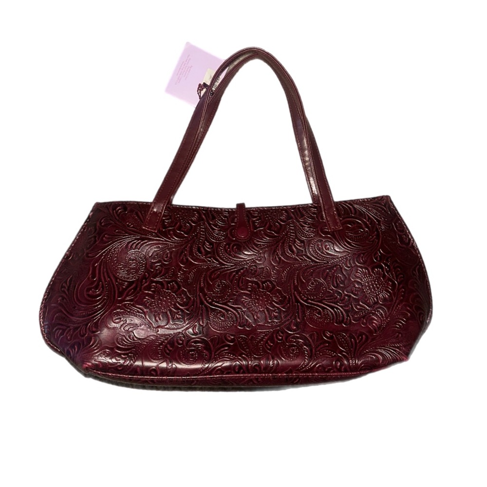Elegant Embossed Burgundy Handbag